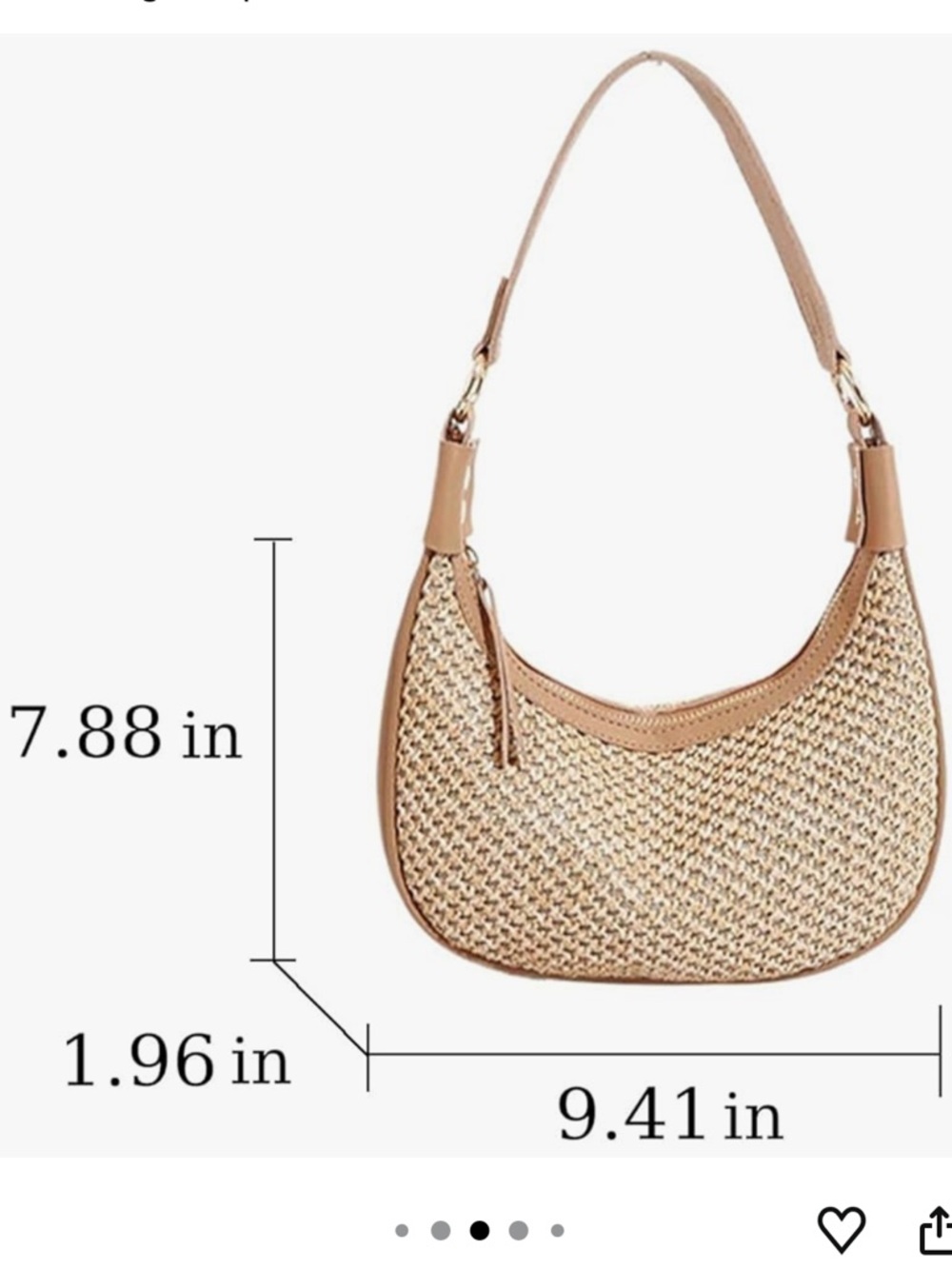 Straw Beach Shoulder Bags for Women Cute Small Crescent Tote Mini Clutch Purse - Picture 6 of 7